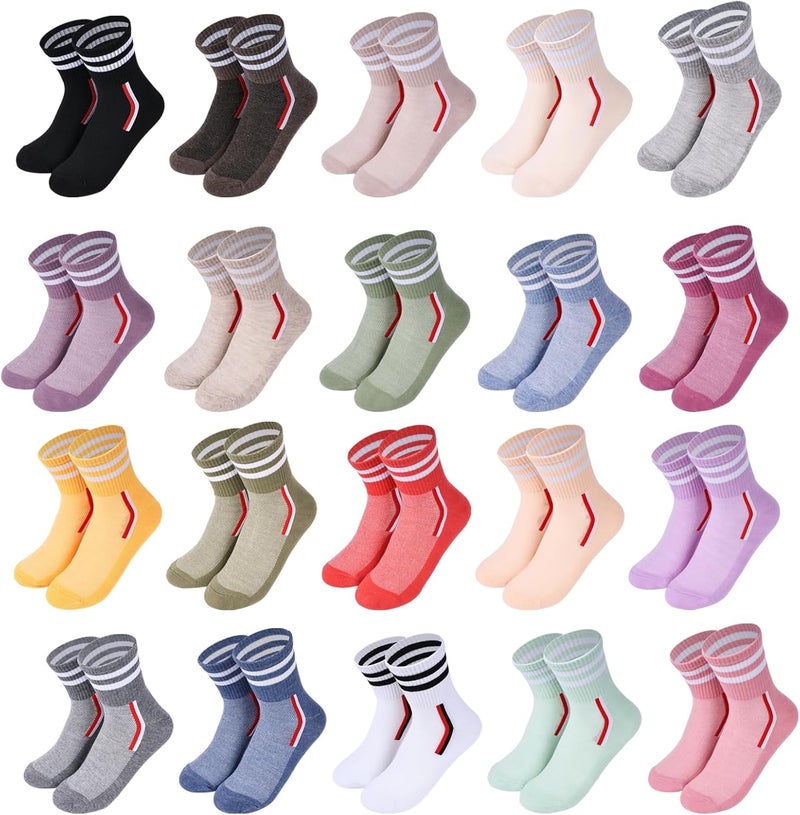 IDALOP 20 Pairs Women‘s Colorful Athletic Crew Socks Casual Soft Lightweight Quarter - Image 1